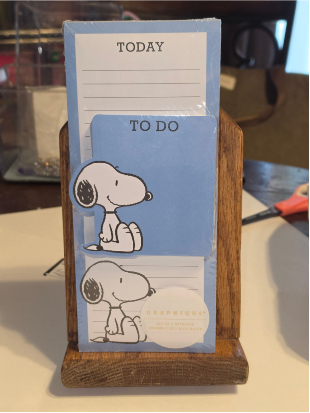NB-2475 Graphique Snoopy Stationery Set of 2 Notepads One Size Blue White